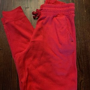Red thermal joggers